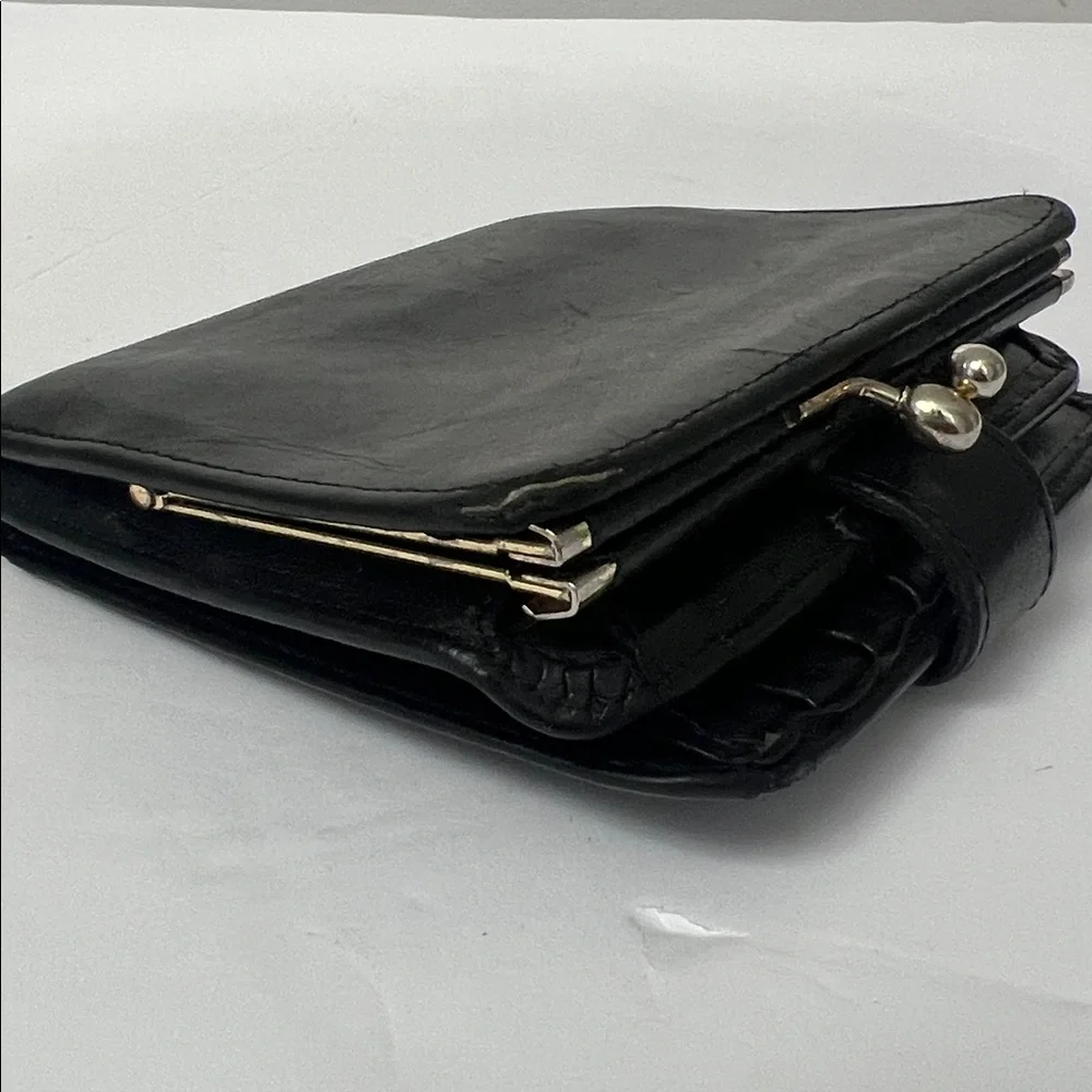 Vintage Coach Black Leather Wallet kisslock - Picture 4 of 17
